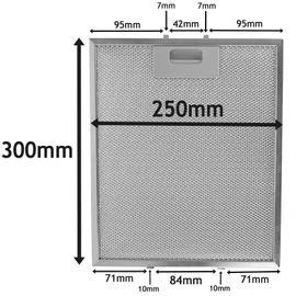 SPARES2GO Metal Mesh Filter for Rangemaster Cooker Hood/Extractor Fan Vent (Silver, 300 x 250 mm)