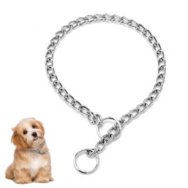 Chain Dog Collar, Prong Collar Adjustable Stainless Steel Chain Slip Collar, Strong, Durable, Weather Proof, Tarnish Resistant Metal, Best for Small Medium Large Dogs (Stainless Steel L)