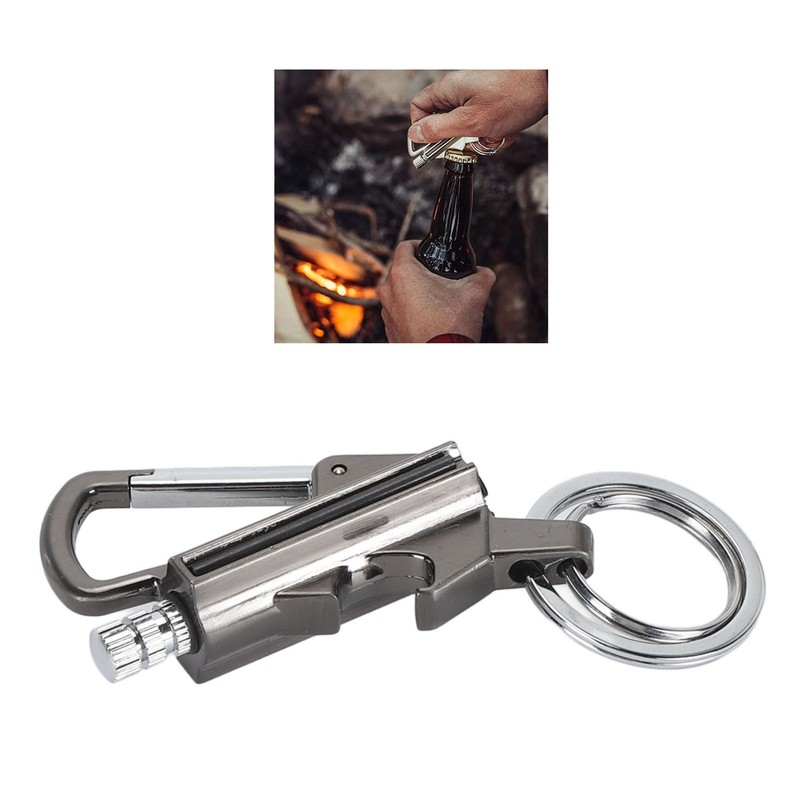 Match Bottle Opener Metal Keychain Multi Function Reusable Survival Lighter