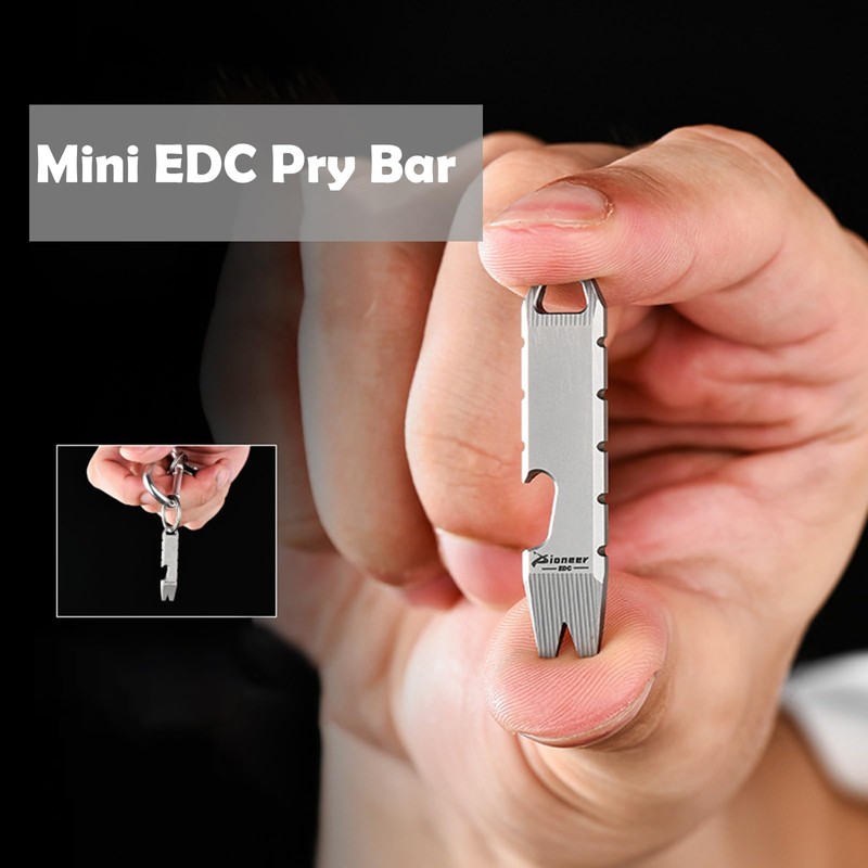 Hamans Mini EDC Pry Bar Titanium Bottle Opener Keychain Screwdriver
