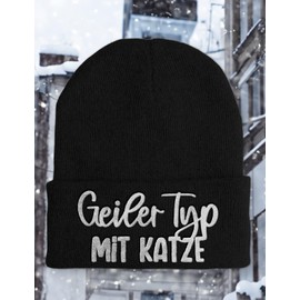 tshirtladen Hat – Cool Type with Cat – Beanie One Size – Winter Hat Soft Touch – Embroidered Sayings Hat – Choice of Colours, black