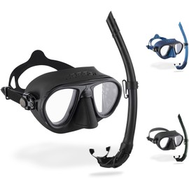 Cressi Unisex's Calibro and Corsica Snorkeling Set, Black, One Size