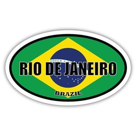 3 Pack 2x3 inches | Rio de Janeiro Brazil Flag Oval Sticker Construction Toolbox, Hardhat, Lunchbox, Helmet, Mechanic, Luggage