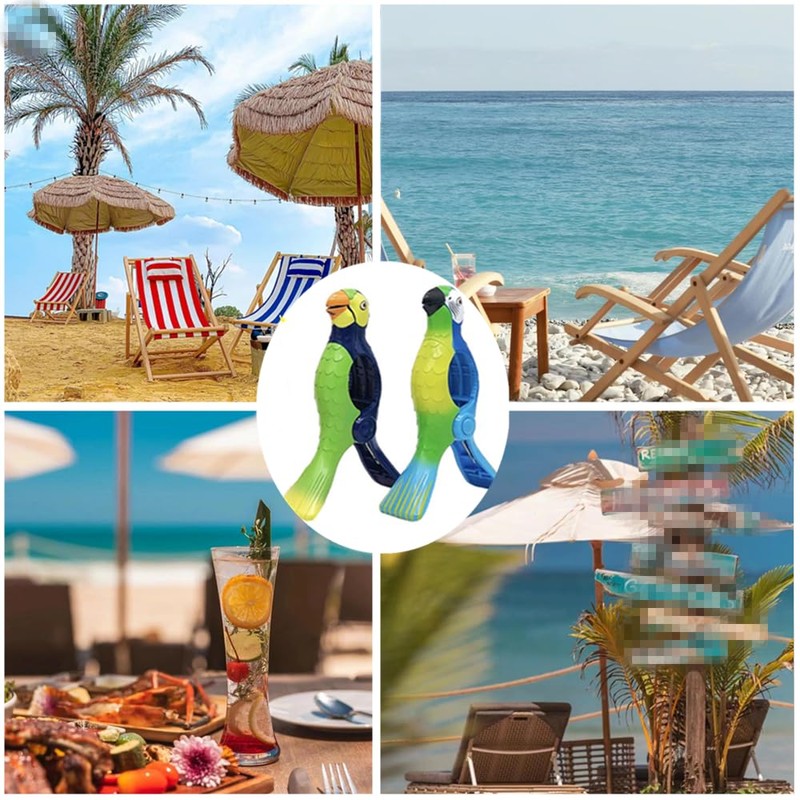 Beach Towel Clips, Granmagazz 4 Pcs Parrot Towel Clips for