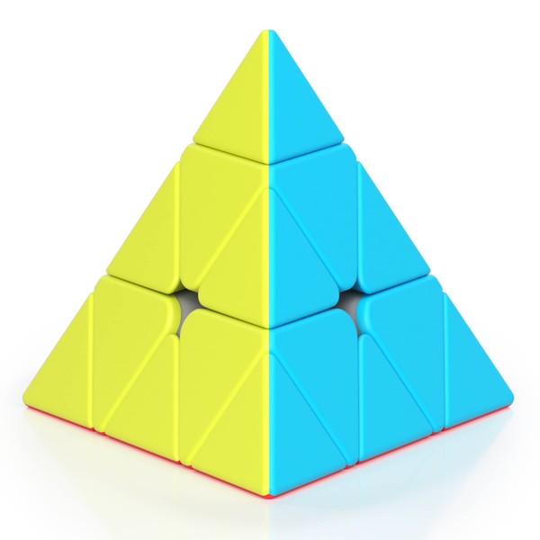 ROXENDA Pyramid Speed Cube Original Triangle Stickerless Pyraminx Puzzle Cube; Super-Durable Vivid Colors - Easy to Turn