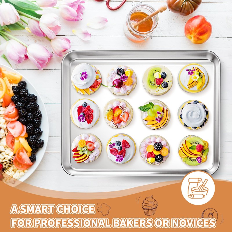 Stainless Steel Baking Sheet Set of 2, Deedro Cookie Sheet