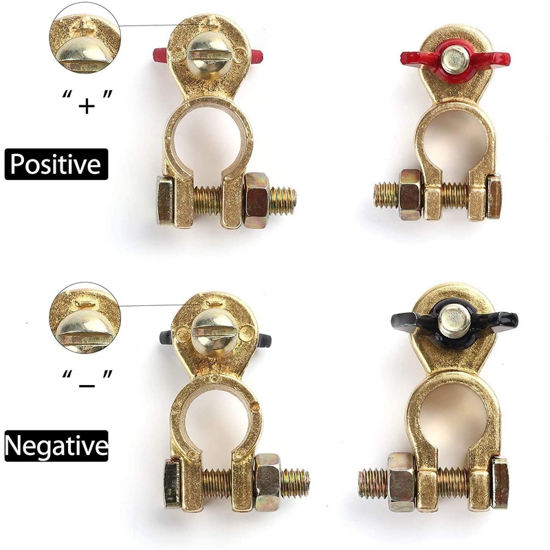 CZC AUTO Battery Terminals Solid Brass Clamps Connectors with Color