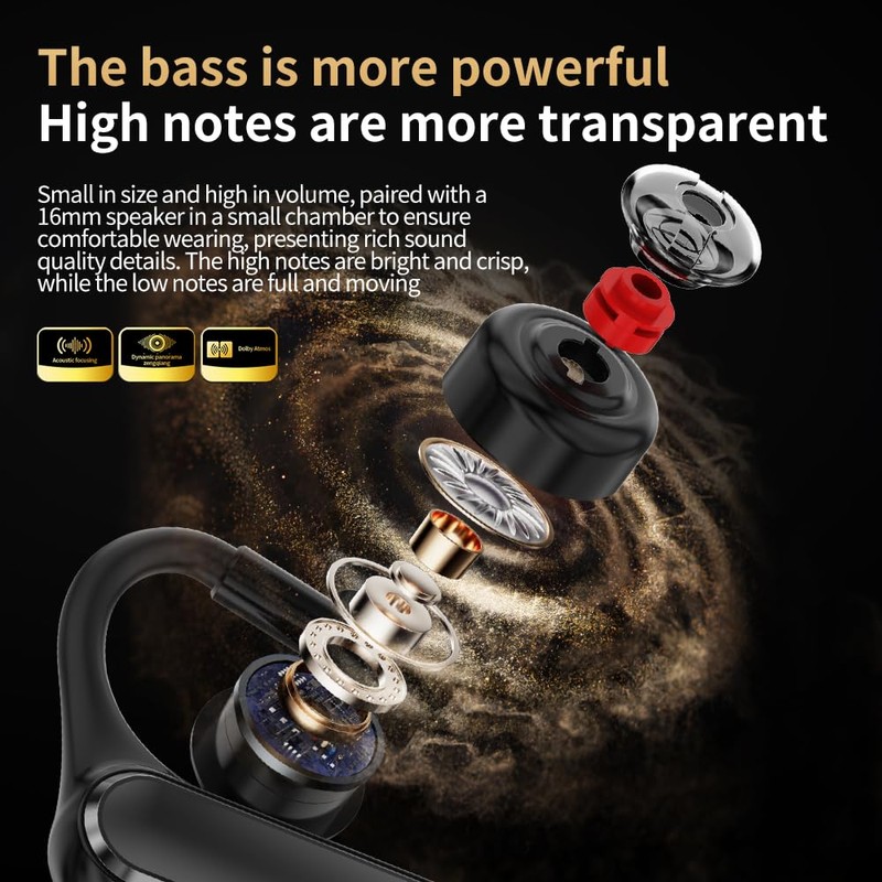 TMGADTDU Open Ear Bluetooth 5.4 Headset, Wireless Mono Earpiece