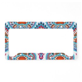 CafePress Ornate Paisley Pattern License Plate Holder Aluminum License Plate Frame, License Tag Holder