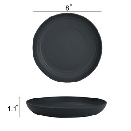 Homienly Deep Dinner Plates Set of 8 Alternative for Plastic Microwave and Dishwasher Safe Wheat Straw Kitchen Unbreakable Kids with 4 Colors (Stone Grey, 8 inch),(Deep plates-8)
