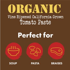 Bianco DiNapoli Organic Tomato Paste - Vine Ripened California Grown Tomatoes - No Salt Added - Rich Umami Flavor for Cooking, Sauces, Stew & Pasta - Canned for Freshness - 6oz, 12 Pack