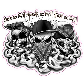 See No Evil Hear No Evil Speak No Evil Version 2 Decal 5" in Size