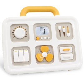 Clnyrwcb Toddler Busy Board 6-in-1 Travel Activity Toy with Fidget Switches & Sensory Play, Screen-Free Learning Gift for 1-3 Year Olds (White)