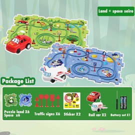 duoleey Car Toy Car Racing Track Toy Car DIY Puzzle Track for Children's Toy DIY Route Cars Toy Gift Games for Children Toy from 2 3 4 5 6 Years (Room x 6 / Terrestrial x 6)
