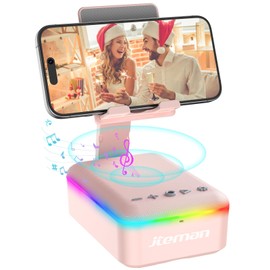 JTEMAN Gifts for Men Women,Cell Phone Stand with Bluetooth Speaker and LED Light,Cool Tech Gadgets,Unique Birthday Gifts for Men Husband Mom Dad-Pink