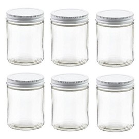 Nakpunar 2 oz Straight Sided Glass Jars with White Metal Lid (White, 6)