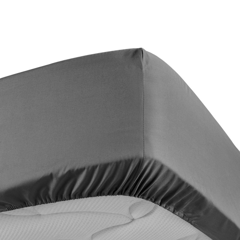 douceur d'intérieur, Percale Steel Fitted Sheet 160 x 200 cm