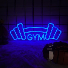 Dumbbell Neon Sign Barbell Gym Neon Light Signs Blue Barbell Neon Light for Sports Room, Decor, Party Bar, Fitness Club Decoration