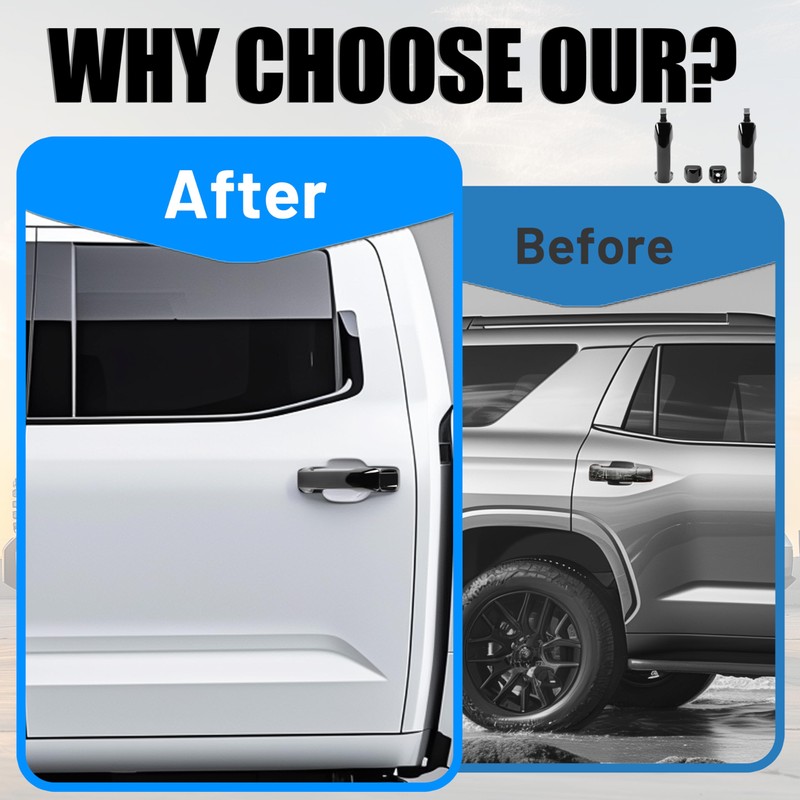 HECASA Door Handles Kit Compatible with 2007-2022 Toyota Tundra Crewmax