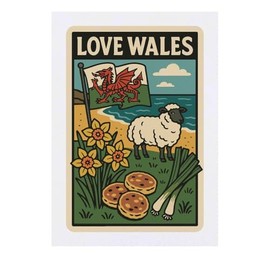 Azeeda 'Liebe Wales' Temporäres Tattoo - Hautfreundlicher & Ungiftiger Abziehbild · Wasserfest (TO00086231)