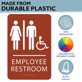 ADA CENTRAL SIGNS - 6" X9" Employee Unisex Accessible Restroom Sign - ADA Compliant 3D Tactile Lettering & Grade 2 Braille Text Wall Signs - Doctor's Office, Clinic, Veterinary Hospital, Pediatric