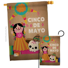 Ornament Collection S192059-BO Cinco de Mayo Day Country & Primitive Southwest Impressions Decorative Vertical House 28" X 40" Garden 13" X 18.5" Double Sided Flags Set Printed in USA Multi-Color