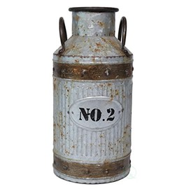 Vintiquewise Galvanized Metal Rustic Milk Can, Medium