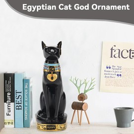 Cyrank Egyptian Cat Statue, Egyptian Cat Resin Statue, Egypt Decoration, Cat Sculpture, Egyptian Cat Resin Statue, Collectible Cat Goddess Statue Decoration for Home Office (M)