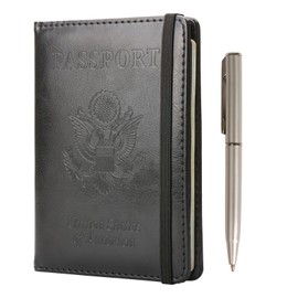 Passport Holder Men,Passport and Vaccine Card Holder Combo,PU Leather Passport Cover For Men,Black