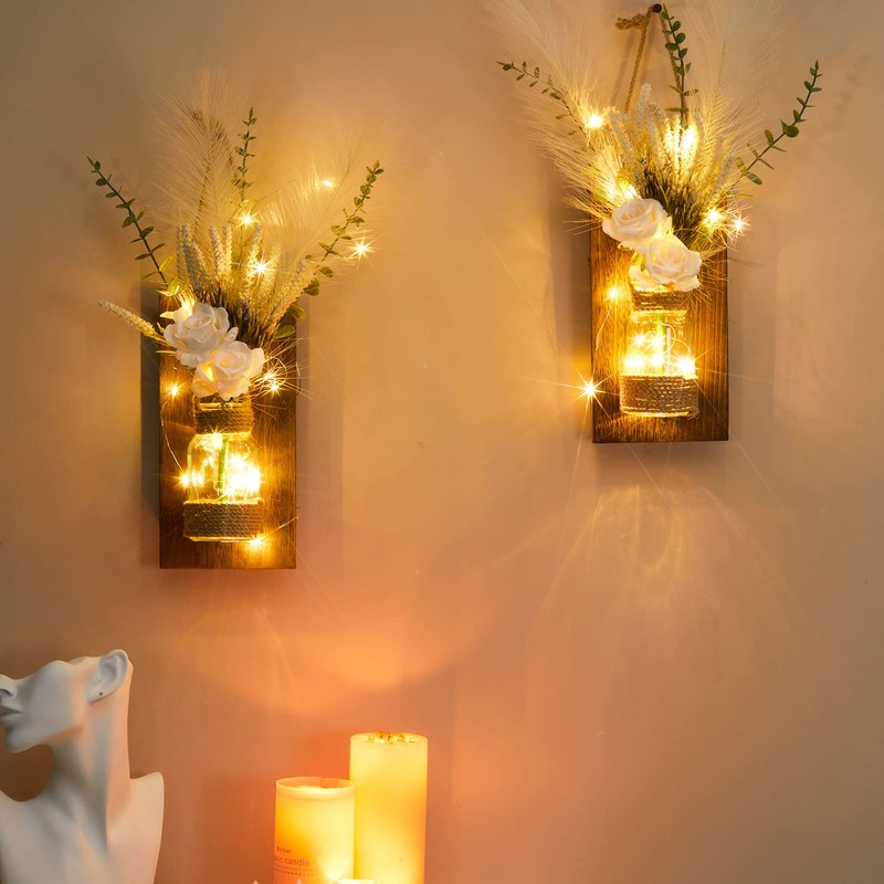 Anna's Whimsy 2PACK Mason Jar Sconce Wall Decor Rustic with