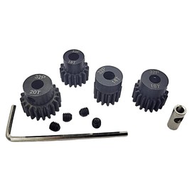 HOPLEX 32P 5mm Hardened Metal Pinion Motor Gear Set 14T 16T 18T 20T with 3.175mm Coupler for RC Buggy Car Monster Truck