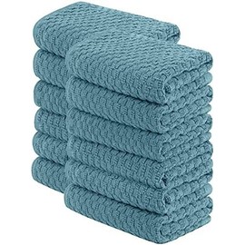 Kitchen Dish Towels Aqua, 100% Cotton Waffle Weave 15x26, 12 pc Terry Cloth