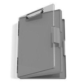 Hnogri Clipboard with Storage, Folder Nursing Clipboards Side Opening, Heavy Duty Clipboard with Dual Compartment Storage Box, Smooth Writing for Work, Office Supplies, School Supplies(Grey)