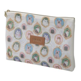 Paul & Joe La Papetry Marks Cats Cameo PAJ-PO14-WH Printed Mesh Flat Pouch, white