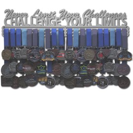 Allied Medal Hangers Challenge Your Limits (24" Wide with 3 Hang Bars) - Medal Hanger Holder Display Rack - Multiple Variations Offered!