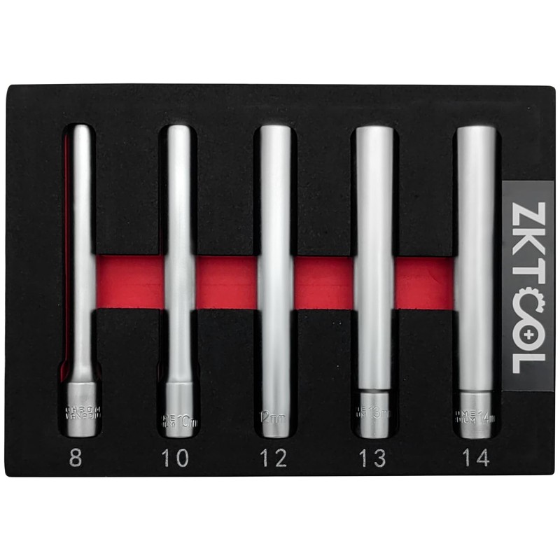 ZKTOOL 5PCS 3/8" Deep Drive Socket Set, Hexagon Socket, 8MM