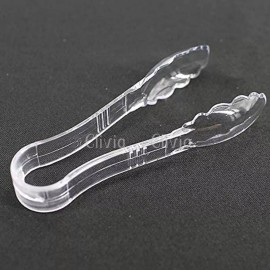 Clivia 12 Pack Plastic 6'' Serving Tongs Clear Scalloped Clamshell Food Clips