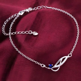 Tongu Sapphire Anklet 925 Silver Beach Ankle Bracelets Diamond Anklet for Women and Girls Silver Anklet,1.97 x 1.18 x 1.97 inches, 1.97 x 1.18 x 1.97 inches, Copper, Sapphire