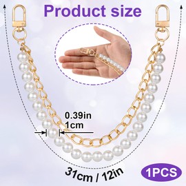 HINZIC Pearl Purse Chain Gold Handbag Straps Metal Shoulder Crossbody Bags Short Handle Replacement Charms Accessories for Women