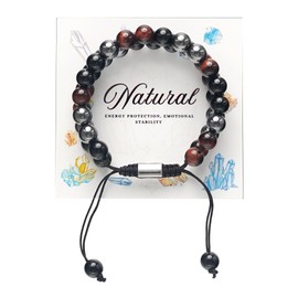 Triple Protection Energy Bracelet, Healing Crystals for Negative Energy Protection, Unisex Amulet with Obsidian, Tiger Eye, and Onyx Stones, Spiritual Jewelry for Men and Women, Healing, Manifestation, and Wellness(8mm Red Tiger Eye Purification Bracelet