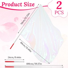 Piriuuo 2 Pcs Worship Flags for Dance, 27.5"x31.5" Praise Dance Flag with Scalable Rod Praise Flags for Worship Dancer Outdoor Practice Performance, Semicircle Angel Wing Design(White)