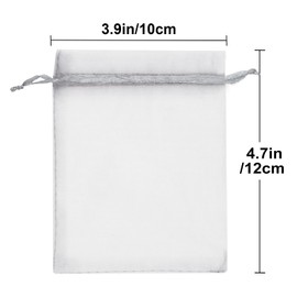 G2PLUS Silver Grey Organza Bags, 10 x 12 cm Gift Organza Bags, Pack of 100 Organza Bags with Drawstring, Wedding Candy Bag, Jewellery Bag, Gift Bag