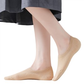 Jormatt 6 Pairs Women No Show Socks with Grips Cotton Low Cut Short Socks Non Slip, Flat Boat Liner, Shoe Size 6-9