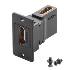 QIANRENON 4K HDMI Rectangular Panel 90° Angle Adapter Coupler HDMI 2.0 Female to Female Bulkhead Mount Right Angle Connector HD Display Socket, Mounted Desktop Wall, for HDTV PC Monitor Projector