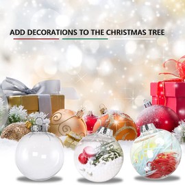 Pack of 12 Clear Christmas Baubles, Fillable DIY Christmas Tree Baubles, Tree Decorations, Transparent Plastic Baubles, Christmas Tree Decorations, Acrylic Baubles, 6 cm, Plastic Christmas Decoration