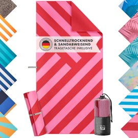 Blumtal Microfibre Beach Towel, 90 x 180 cm, Compact and Quick-Drying Leo Towel/Beach Towel XXL, Beach Blanket, Sand-Free with Band, Quick-Drying Bath Towel, Pink Zigzag