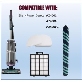 AZ4002 filter Compatible with shark detect pro/Shark Power Detect Upright Vacuum AZ4000 AZ4002 AZ4000C-2HEPA+4Foam&Felt Filters+1Cleaning Brush+4Odor Neutralizer Cartridge+1Main Brush (12pcs) (12 pcs)