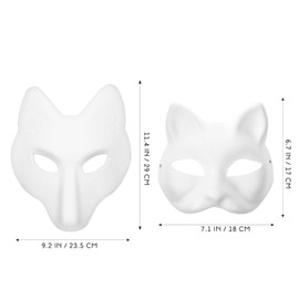 Alipis Cat Mask Unpainted Therian Masks: 4 Pack White Fox Masks Blank Masquerade Masks DIY Craft Paper Animal Mask Plain