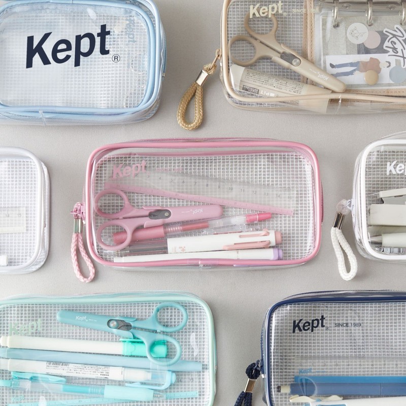 Raymay Fujii KPF9022DP Kept Pencil Case, Clear Pen Pouch, Dusty