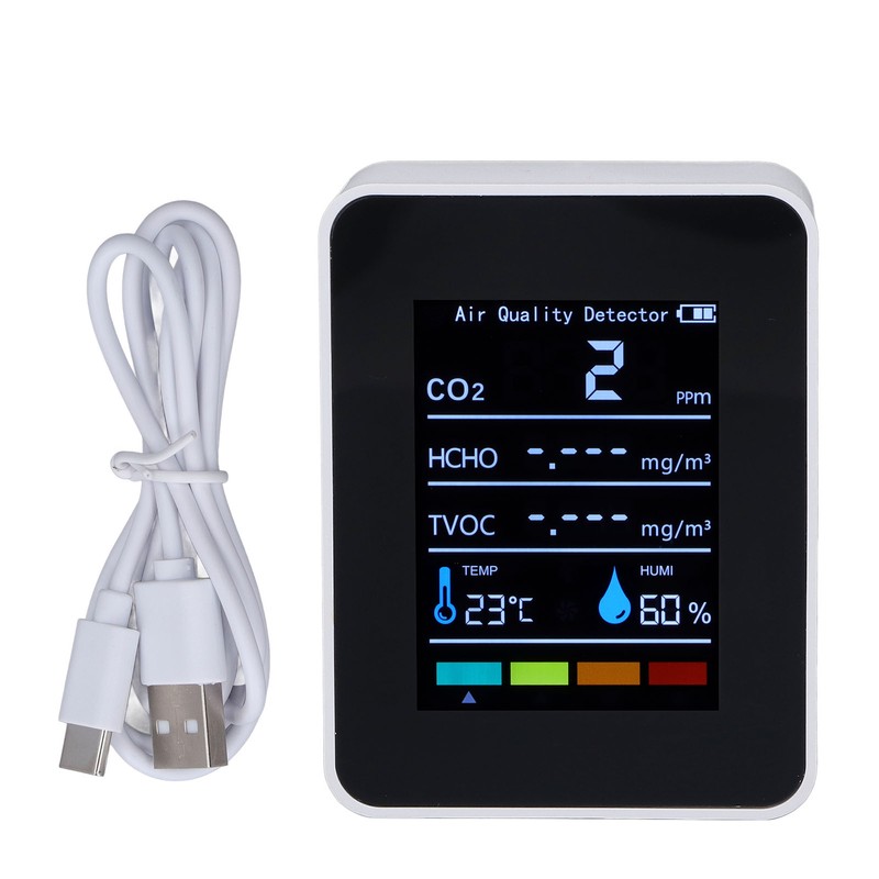 White Infrared CO2 Detector Realtime Reading Accurate Carbon Dioxide Temperature